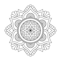 Isolated mandala in vector. Round line pattern. Vintage monochrome element for coloring pages and design