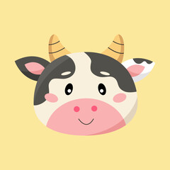 Cute cartoon vector cow isolated clipart. Farm animal illustration design