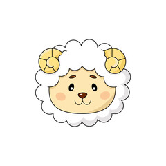 Cute cartoon vector sheep isolated clipart. Farm animal illustration design