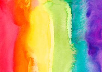 rainbow hand-drawn watercolor. beautiful background of spreading and transitions of paint. LGBT community support. Human rights. LGBTQ. flat illustration. © unona art