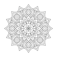 Vector black mandala. Line pattern for design. Good for card and coloring book. Anti-stress painting