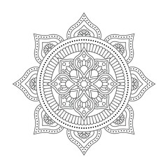 Isolated mandala in vector. Round line pattern. Vintage monochrome decorative element for cards, coloring books
