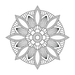 Isolated mandala in vector. Round line pattern. Vintage monochrome decorative element for coloring books