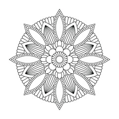 Isolated mandala in vector. Round line pattern. Vintage monochrome decorative element for coloring books