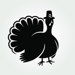 Thanksgiving turkey in a pilgrim hat. Vector illustration