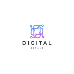 Circuit board data tech logo icon design template flat vector