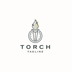 Torch logo icon design template flat vector