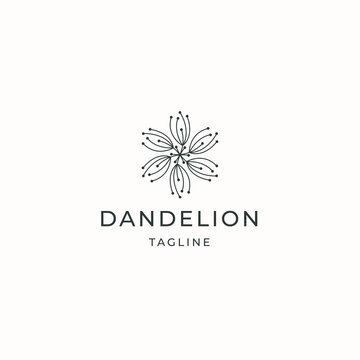 Dandelion flower logo icon design template flat vector