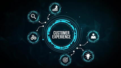 Internet, business, Technology and network concept. CUSTOMER EXPERIENCE inscription, social networking concept