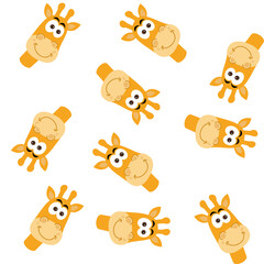 Pattern for gift wrap with giraffe head on white background