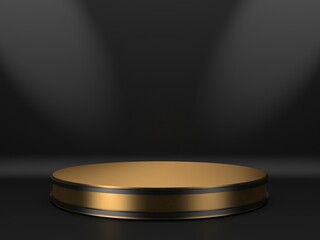 Golden luxurious pedestal or blank podium