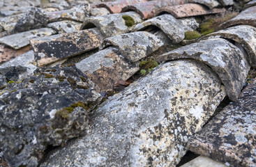 Old ceramic roof tiles