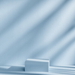 Background for product presentation with shadows and light. Empty cubic podium