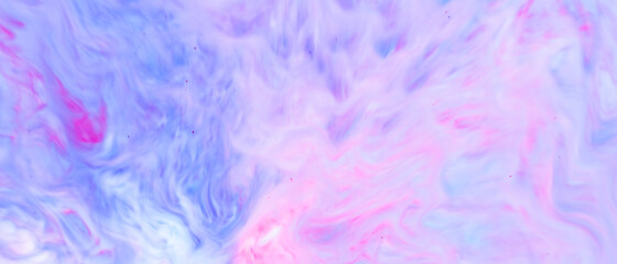 Fluid Art. Abstract liquid paint textured background with decorative spirals and swirls. Liquid pink blue backdrop. Trendy wallpaper