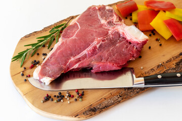 Florentine steak, raw meat preparation.