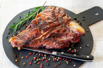 Grilled steak, with spices. Florentine steak, ready to eat. 