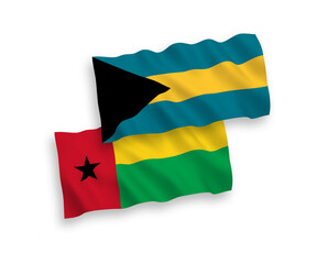 Flags of Republic of Guinea Bissau and Commonwealth of The Bahamas on a white background