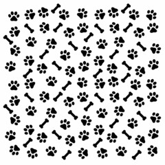 Fototapeta na wymiar Pattern Footprints of a dog or cat. Isolated silhouette vector.