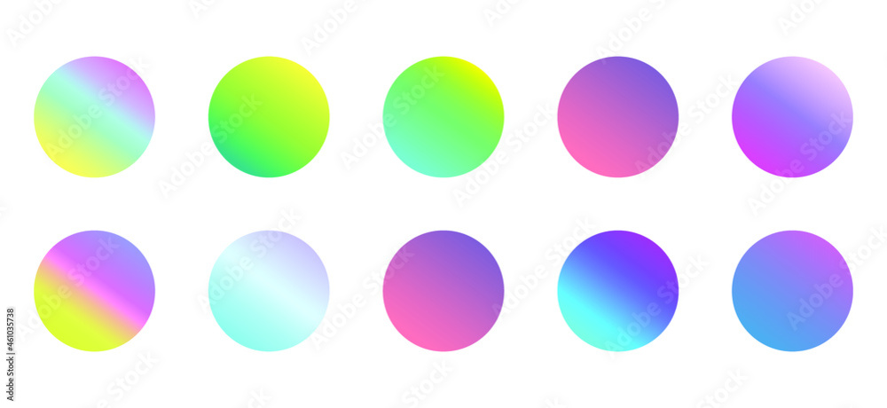 Poster set of round vector gradient. multicolor sphere. modern abstract background texture. template for de