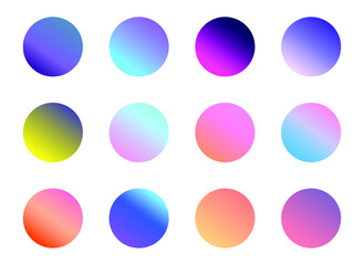 Set of round Vector Gradient. Multicolor Sphere. Modern abstract background texture. Template for design. Isolated objects
