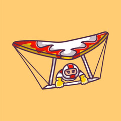 cute man playing air sport hang gliding