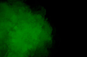 Black abstract background, green smoke, fractals, dark wallpaper