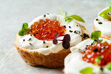 canape with caviar and herbs