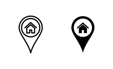 address icons set. home location sign and symbol. pinpoint