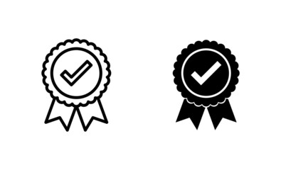 Approved icon set. Certified Medal Icon