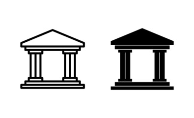 Obraz premium Bank icons set. Bank sign and symbol, museum, university