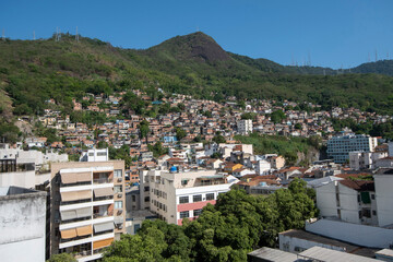 Fototapeta na wymiar urban area with slums, simple buildings usually built on the hillsides of the city