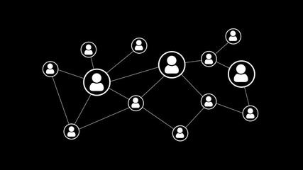 4K 3D Icon of People World Wide Connected Social Network Loop Background. Internet Virtual Reality Connecting people, Global connection. Lines connecting people. Internet and social media. - Powered by Adobe