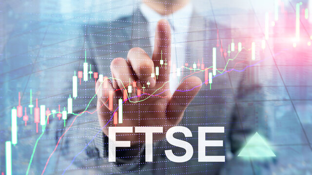 FTSE 100 Financial Times Stock Exchange Index United Kingdom UK England Investment Trading concept with chart and graphs