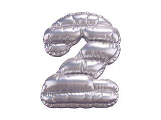 Silver puffer font. Number 2. © Vrender