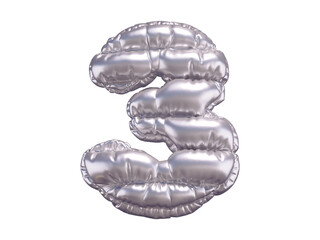 Silver puffer font. Number 3. © Vrender