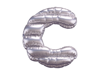 Silver puffer font. Letter C.