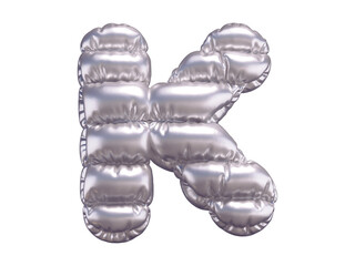 Silver puffer font. Letter K. © Vrender