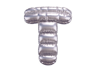 Silver puffer font. Letter T. © Vrender