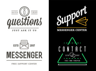 Set of Support Contact Center Service Elements and Assistance Support can be used as Logo or Icon.