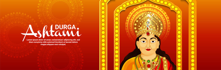 Happy durga ashtami celebration background with vector illustration
