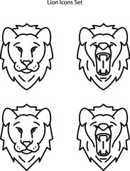 lion icons set isolated on white background. lion icon thin line outline linear lion symbol for logo, web, app, UI. lion icon simple sign.