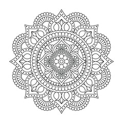 Isolated black mandala in vector. Round line pattern. Vintage decorative for coloring pages, tattoo, decoration