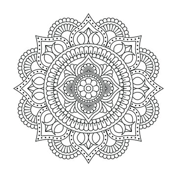 Isolated black mandala in vector. Round line pattern. Vintage decorative for coloring pages, tattoo, decoration
