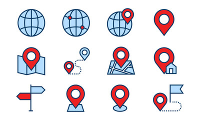 Navigation and map direction icon. Navigator app icon element like locator, map, and route. Perfect for design icon element of GPS user interface.