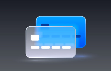 Glass credit card transparent icon, collection sign. Vector