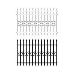 Forged fence. The silhouette and contour of the metal fence element. Vector illustration isolated on a white background for design and web.
