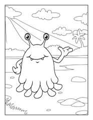 Monster Coloring Book Pages for Kids. Coloring book for children. Monsters.