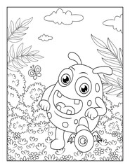 Monster Coloring Book Pages for Kids. Coloring book for children. Monsters.
