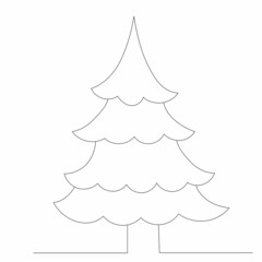 Fototapeta premium one line drawing of a Christmas tree