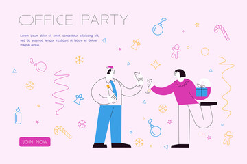 Landing webpage template of Christmas office party